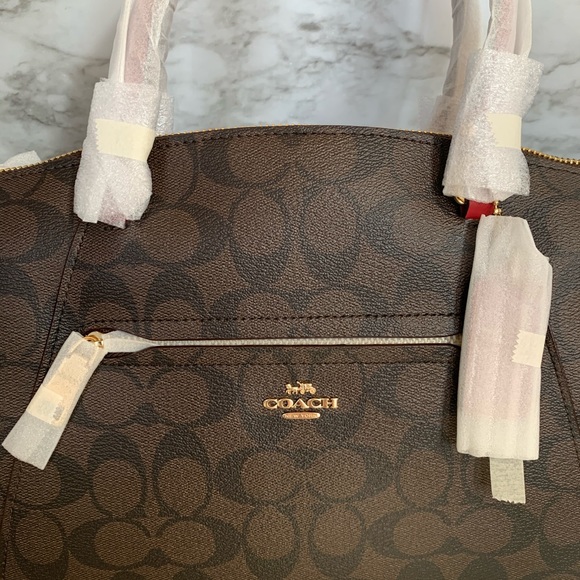 Coach Prairie Satchel Signature Canvas Brown Red - Picture 3 of 7